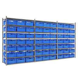 Shelving combination kit shelving rack including 63 stacking boxes E2 New