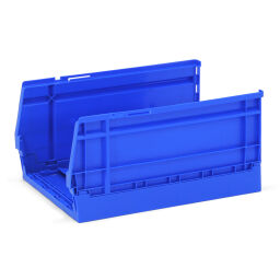 Storage bin plastic stackable and foldable grip opening