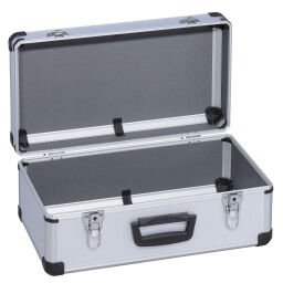 transport boxes Aluminium Boxes equipment case with double quick lock and handgrips.  L: 765, W: 400, H: 370 (mm). Article code: 56424600