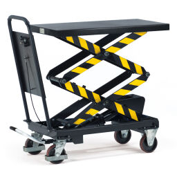 Pallet truck mobile lifting table push bracket, fixed + double scissor.  L: 1275, W: 520, H: 1575 (mm). Article code: 856837