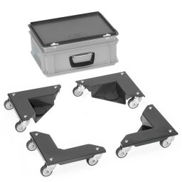 Ecken-Hubroller/Heberoller/Transportroller Eckenroller für Tische und Stühle geeignet.  L: 360, B: 175, H: 85 (mm). Artikelcode: 856977