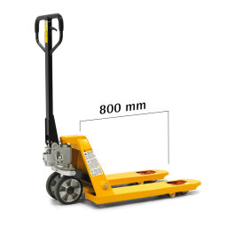 Pallet truck short fork length 800 mm lifting height 85-200 mm.  L: 1200, W: 540, H: 1220 (mm). Article code: 91-125TA7084