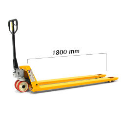 Pallet truck extra long fork length 1800 mm lifting height 85-200 mm.  L: 2200, W: 540, H: 1220 (mm). Article code: 91-125TA7089