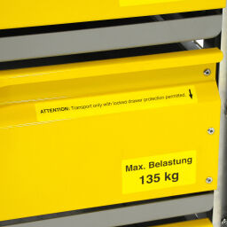 Gitterbox feste Konstruktion stapelbar mit 3 perforiert Schubladen Spezialanfertigung.  L: 1240, B: 835, H: 970 (mm). Artikelcode: 99-003-GR3-2-L