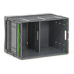 Stacking box plastic stackable and foldable with double lid + partition