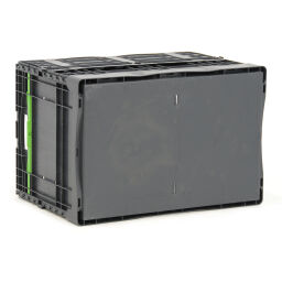 Stacking box plastic stackable and foldable with double lid + partition
