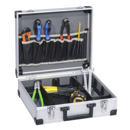 Caisses à outils Boîte en aluminium valise à outils avec fermeture rapide double.  L: 360, L: 315, H: 130 (mm). Code d’article: 56425100