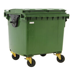 Waste container waste and cleaning for din-intake with hinging lid