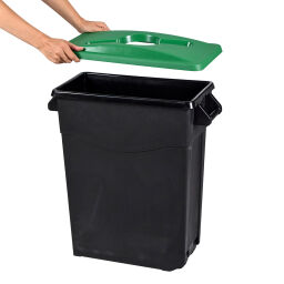 Abfallbehälter Abfall und Reinigung Kunststoff Mülltonne Deckel mit Einsatzöffnung Inhalt (Ltr):  65.  L: 380, B: 490, H: 700 (mm). Artikelcode: 8256184