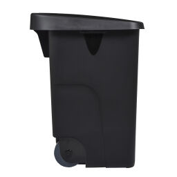 Waste bin Waste and cleaning plastic waste bin Hinged lid with insertion opening  Volume (ltr):  85.  L: 420, W: 570, H: 760 (mm). Article code: 8256185