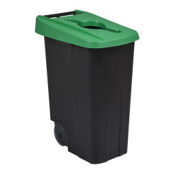 Waste bin Waste and cleaning plastic waste bin Hinged lid with insertion opening  Volume (ltr):  85.  L: 420, W: 570, H: 760 (mm). Article code: 8256186