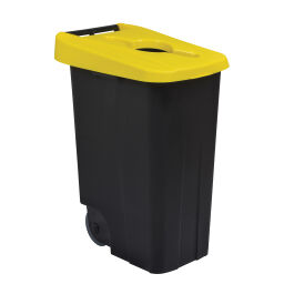 Waste bin Waste and cleaning plastic waste bin Hinged lid with insertion opening  Volume (ltr):  85.  L: 420, W: 570, H: 760 (mm). Article code: 8256188