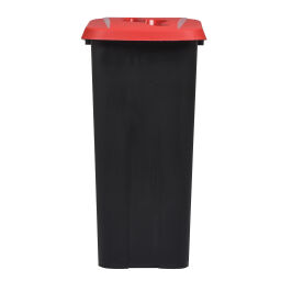 Waste bin Waste and cleaning plastic waste bin Hinged lid with insertion opening  Volume (ltr):  85.  L: 420, W: 570, H: 760 (mm). Article code: 8256189