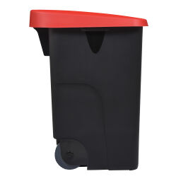 Waste bin Waste and cleaning plastic waste bin Hinged lid with insertion opening  Volume (ltr):  85.  L: 420, W: 570, H: 760 (mm). Article code: 8256189