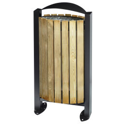 Outdoor waste bins Waste and cleaning steel waste pin with wooden walls on foot.  L: 530, W: 270, H: 1015 (mm). Article code: 8256328