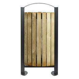 Outdoor waste bins Waste and cleaning steel waste pin with wooden walls on foot.  L: 530, W: 270, H: 1015 (mm). Article code: 8256328