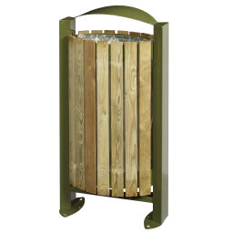 Outdoor waste bins Waste and cleaning steel waste pin with wooden walls on foot.  L: 530, W: 270, H: 1015 (mm). Article code: 8256339