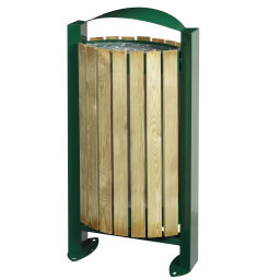 Outdoor waste bins Waste and cleaning steel waste pin with wooden walls on foot.  L: 530, W: 270, H: 1015 (mm). Article code: 8256340