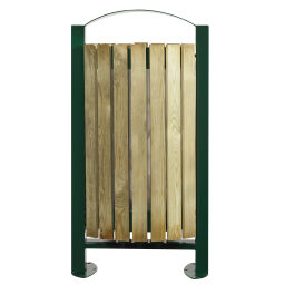 Outdoor waste bins Waste and cleaning steel waste pin with wooden walls on foot.  L: 530, W: 270, H: 1015 (mm). Article code: 8256340
