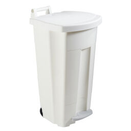 Afvalbak Afval en reiniging kunststof afvalbak met deksel op pedaalframe Opties:  witte basis.  L: 510, B: 510, H: 895 (mm). Artikelcode: 8256700