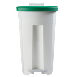 Afvalbak Afval en reiniging kunststof afvalbak met deksel op pedaalframe Opties:  witte basis.  L: 510, B: 510, H: 895 (mm). Artikelcode: 8256703