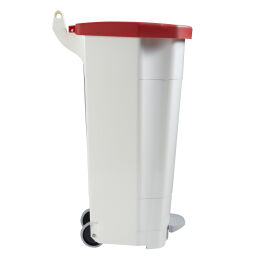 Abfallbehälter Abfall und Reinigung Kunststoff Mülltonne mit Deckel auf Ständer Option:  Korpus weiß.  L: 510, B: 510, H: 895 (mm). Artikelcode: 8256705