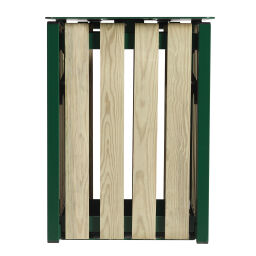 Free-standing outdoor waste bin steel waste pin with 4 wooden walls