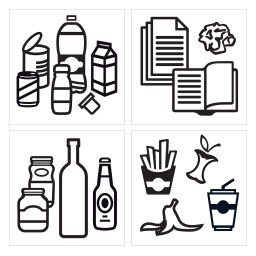 Support sac poubelle poubelles et produits de nettoyage accessoires lot de 3 planches autocollantes tri selectif 
