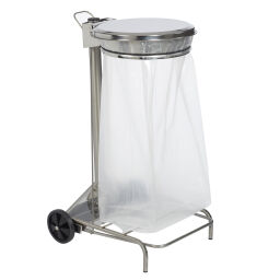 Waste sackholder Waste and cleaning waste bag holder on wheels, with lid.  L: 530, W: 440, H: 900 (mm). Article code: 8256501