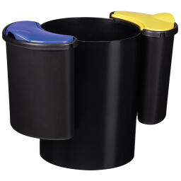 Waste bin waste and cleaning plastic waste bin with 2 modular compartments
