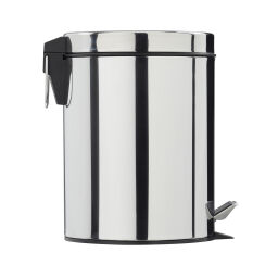 Waste bin Waste and cleaning metal waste bin with lid to pedal frame Volume (ltr):  5.  L: 205, W: 205, H: 275 (mm). Article code: 8290528
