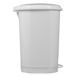 Afvalbak Afval en reiniging kunststof afvalbak met deksel op pedaalframe.  L: 360, B: 350, H: 470 (mm). Artikelcode: 8291154