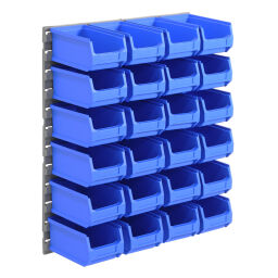 Storage bin plastic wall panel incl. 24 warehouse containers 38-fpom-20-w