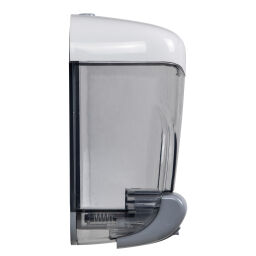 Sanitair Afval en reiniging zeep dispenser antidrup pomp.  L: 133, B: 128, H: 256 (mm). Artikelcode: 8252548