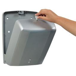 Sanitair Afval en reiniging handdoeken dispenser 400 vellen.  L: 285, B: 135, H: 375 (mm). Artikelcode: 8252675