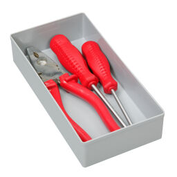 Caisse à outils accessoires caissette plastique.  L: 216, L: 108, H: 45 (mm). Code d’article: 56456304