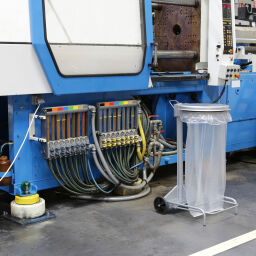 Waste sackholder Waste and cleaning waste bag holder on wheels, with lid.  L: 530, W: 440, H: 900 (mm). Article code: 8257330