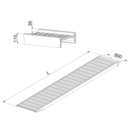 acces ramps access ramp straight aluminium 400 cm (per piece) Height difference:  80 - 120 cm.  L: 3950, W: 600,  (mm). Article code: 8611000050