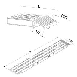 Rampe de chargement rampe d'accès droite aluminium 200 cm (paire)