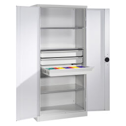 Cabinet material cabinet with 2 hinged doors, 4 shelves and 3 drawers .  W: 930, D: 500, H: 1950 (mm). Article code: 578921523-N