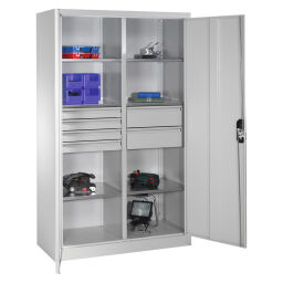 Cabinet material cabinet with 2 hinged doors, 6 shelves and 6 drawers .  W: 1200, D: 500, H: 1950 (mm). Article code: 5789313041-S
