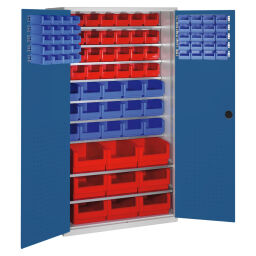 Cabinet boxes cabinet with 2 hinged doors and 92 storage bins.  W: 1100, D: 535, H: 1950 (mm). Article code: 5713027665-DW