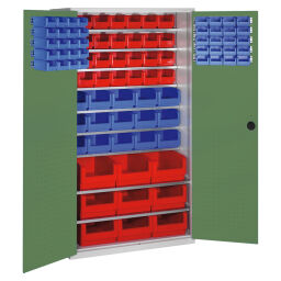 Cabinet boxes cabinet with 2 hinged doors and 92 storage bins.  W: 1100, D: 535, H: 1950 (mm). Article code: 5713027665-N