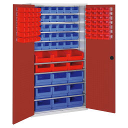 Cabinet boxes cabinet with 2 hinged doors and 106 storage bins.  W: 1100, D: 535, H: 1950 (mm). Article code: 5713027666-D