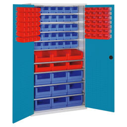 Cabinet boxes cabinet with 2 hinged doors and 106 storage bins.  W: 1100, D: 535, H: 1950 (mm). Article code: 5713027666-LW