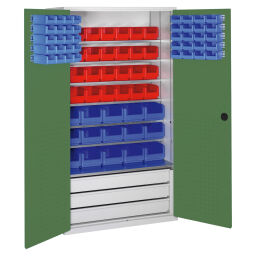 Boîtes armoire avec 2 portes tournantes, 3 tiroirs et 83 bac a bec