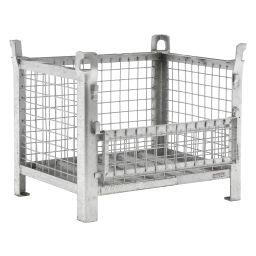 Mesh Stillages fixed construction stackable 1 flap at 1 long side.  L: 800, W: 600, H: 670 (mm). Article code: 131866V