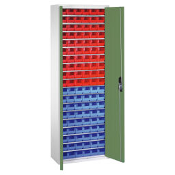 Cabinet boxes cabinet with 2 hinged doors and 114 storage bins.  W: 700, D: 300, H: 1980 (mm). Article code: 5713311323-N
