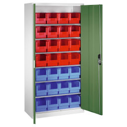 Cabinet boxes cabinet with 2 hinged doors and 28 storage bins