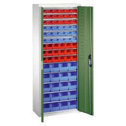 Magazinschränke Magazinschrank mit 2 Flügeltüren und 74 Sichtlagerkästen